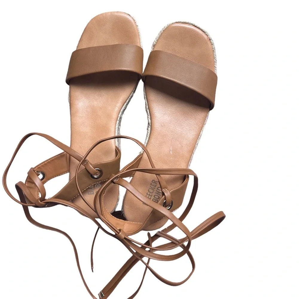 BLEECKER & BOND ODETTE ESPADRILLE WEDGE SANDAL Brown Wrap